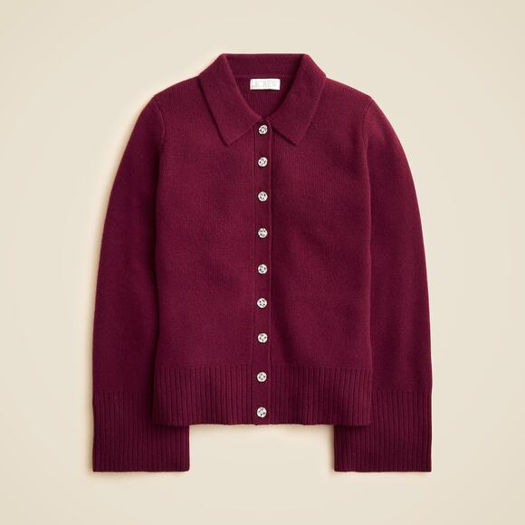 J. Crew Sweaters - J.Crew Milano-Stitch Cinched-Waist Cardigan with Embellished Buttons Size L NWT